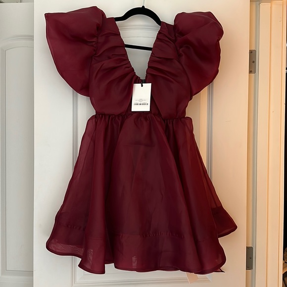 Aje Dresses & Skirts - NWT Aje Greta Tie Dress (AUS 6/US 2) Burgundy